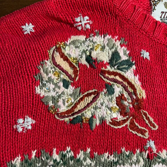 Vintage Slouchy Thick Knit Christmas Cardigan Grandma Chunky Fair Isle Large - Picture 9 of 15
